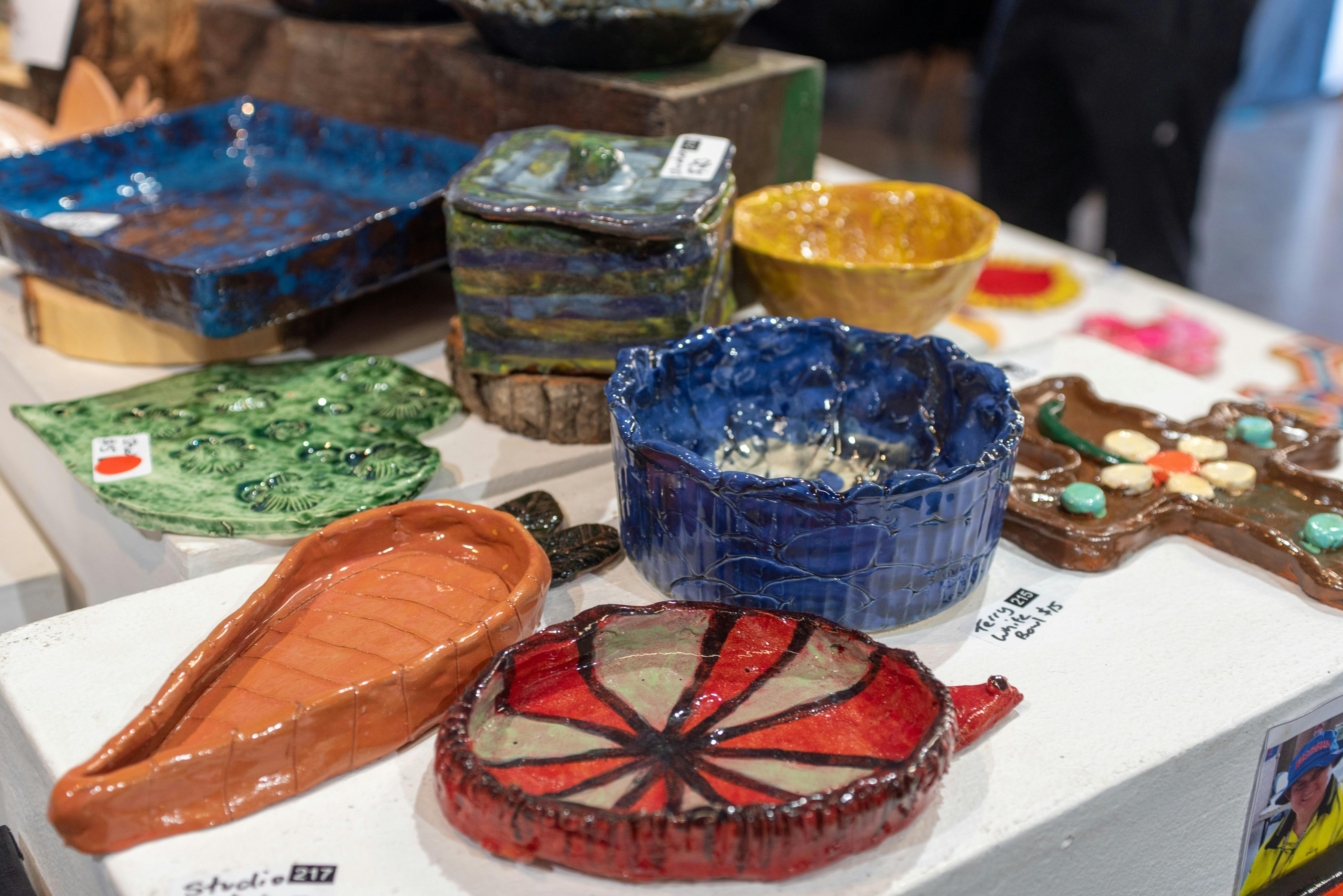 Ceramic artworks on display