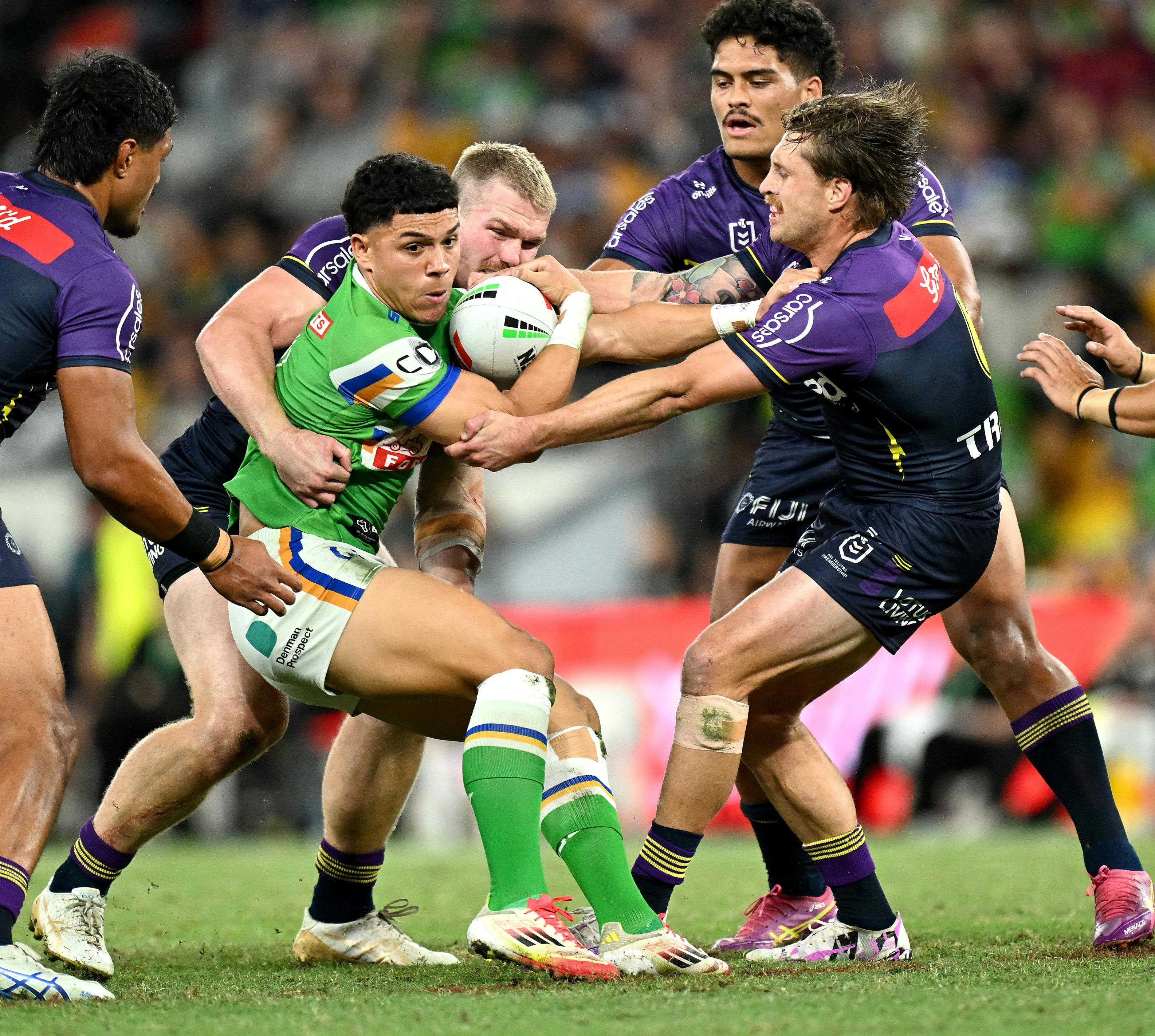 Canberra Raiders player Savelio Tamale v Melbourne Storm