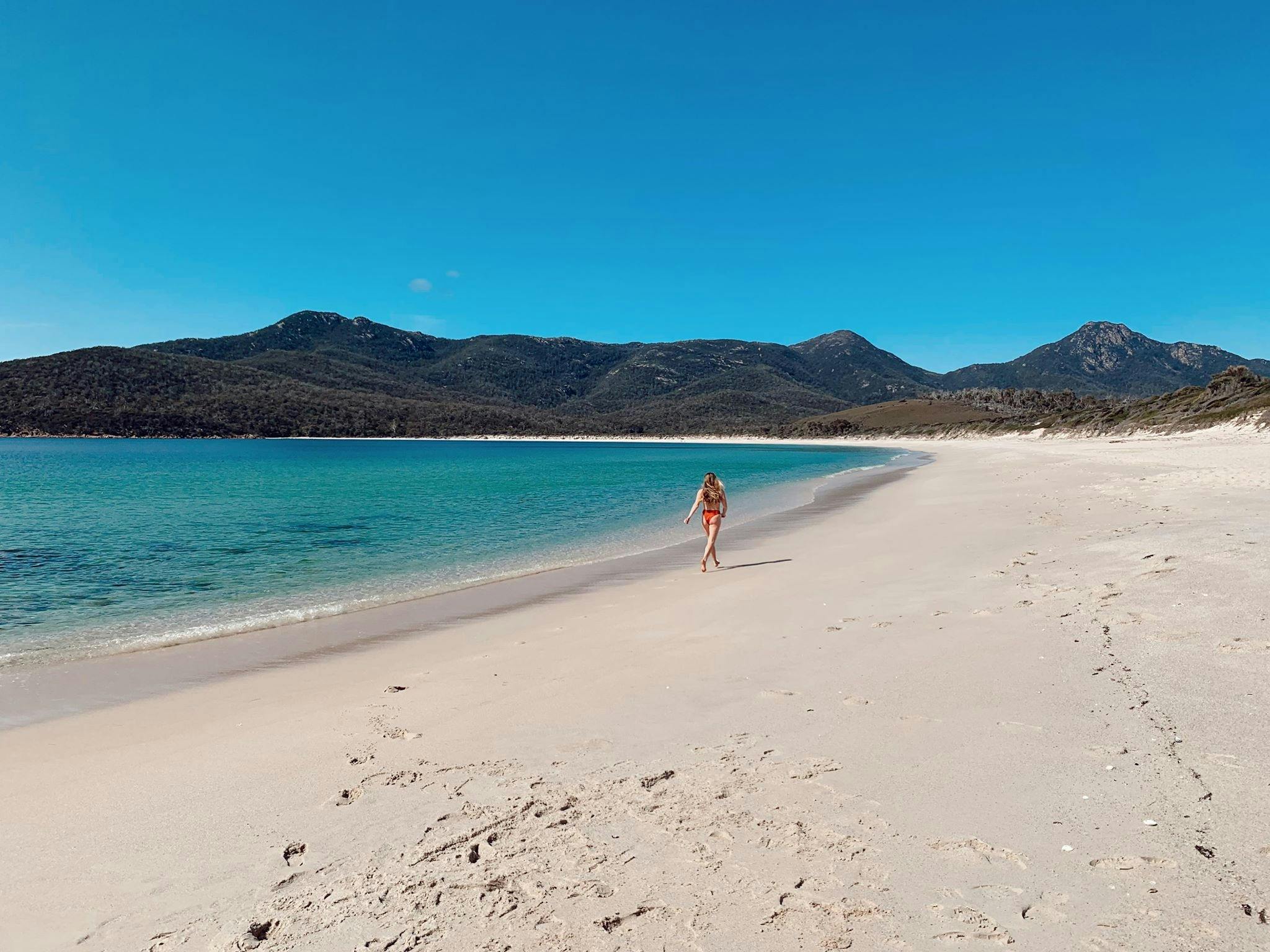 solo on wineglass bay beach