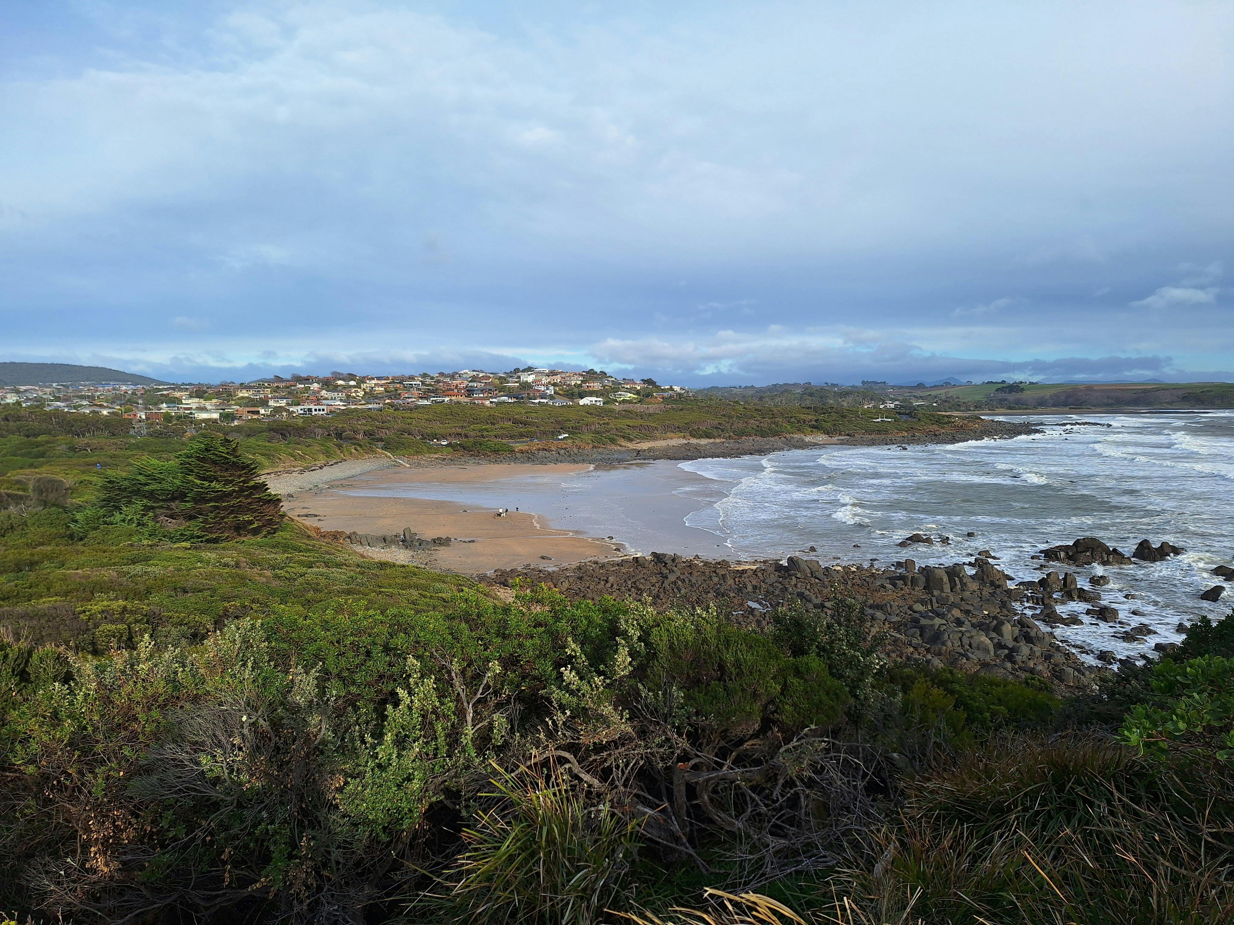 View from Tiagarra Aboriginal Cultural Centre cliff overlooking Back Beach Devonport