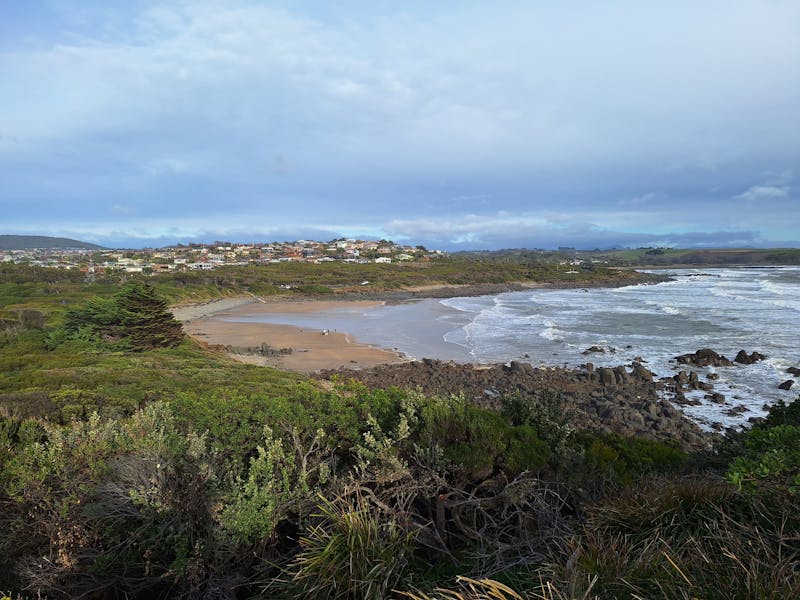 View from Tiagarra Aboriginal Cultural Centre cliff overlooking Back Beach Devonport