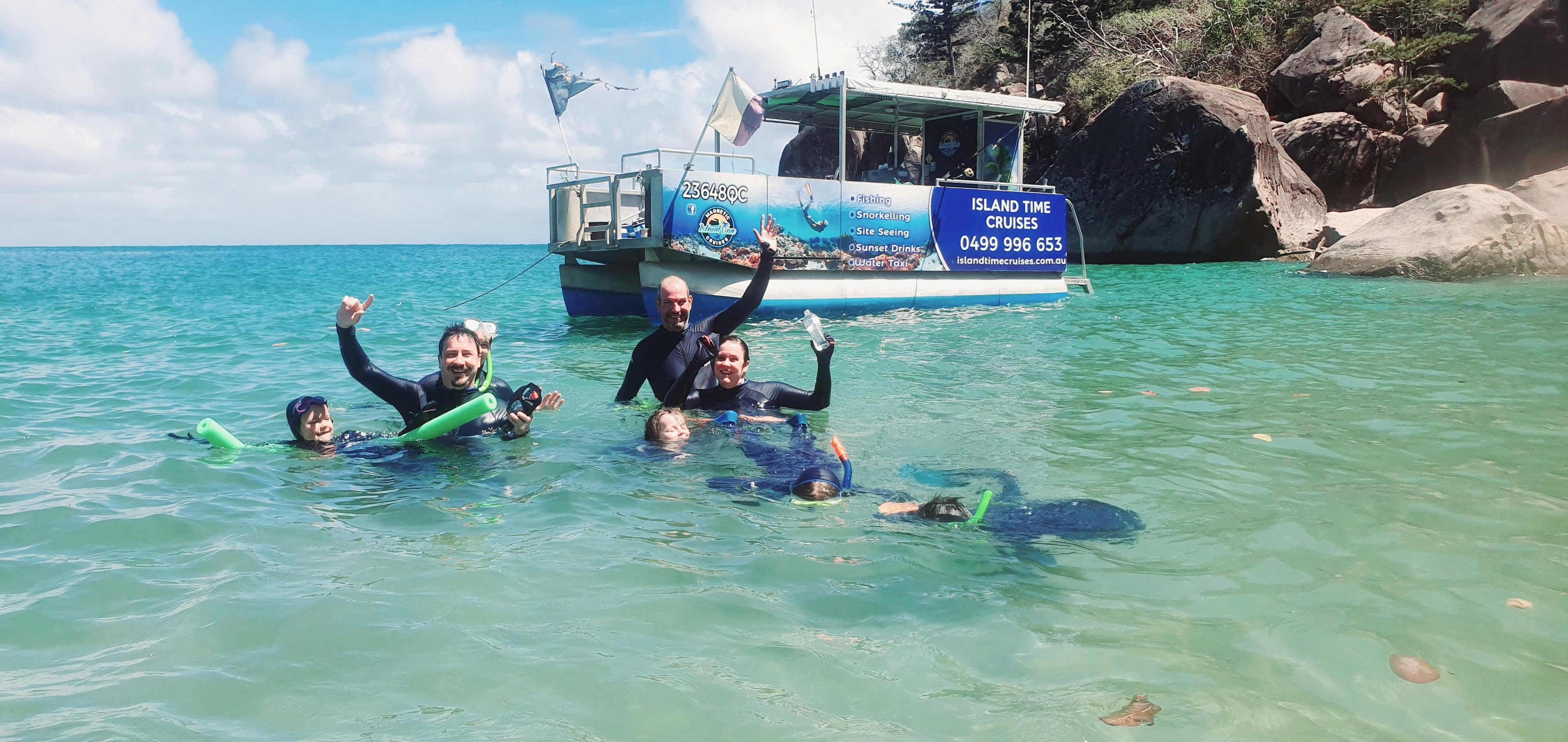 snorkel with turtles, giant cods, coral fishes and much more on magetic island time cruises