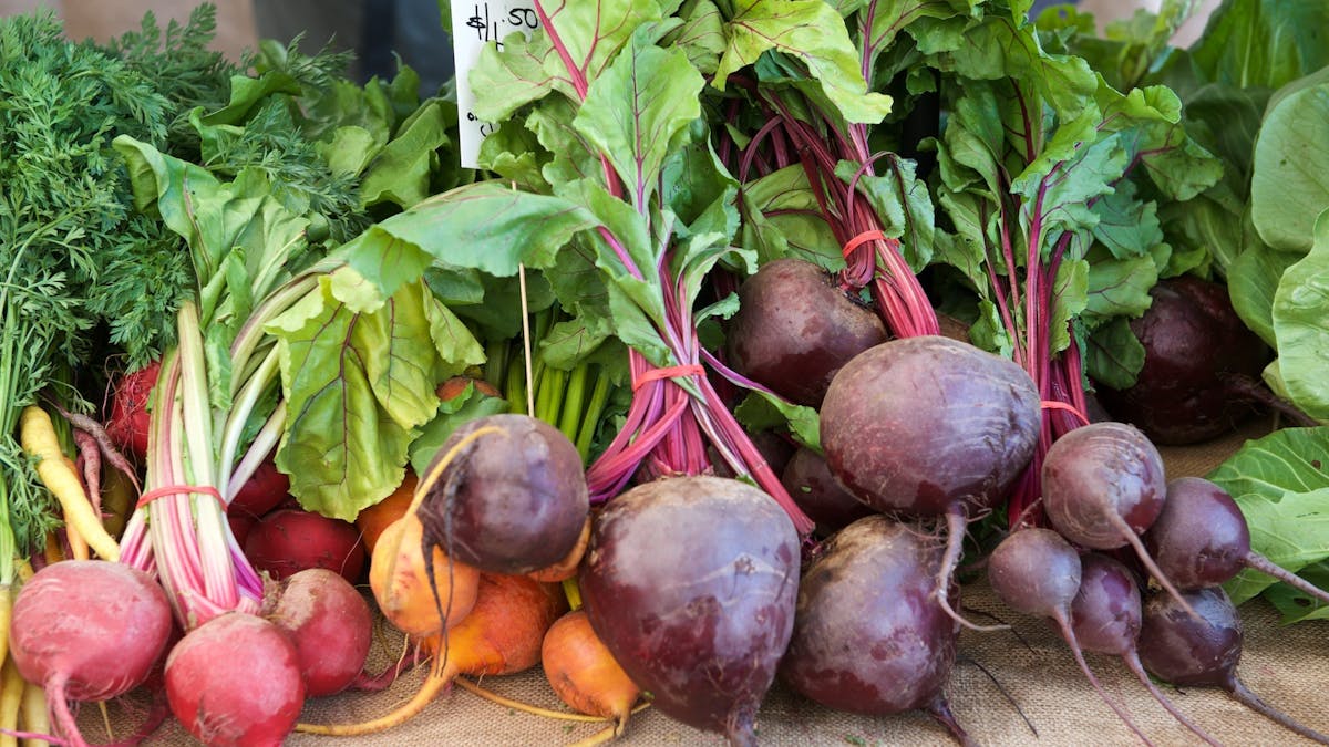 Fresh beetroots in many colours
