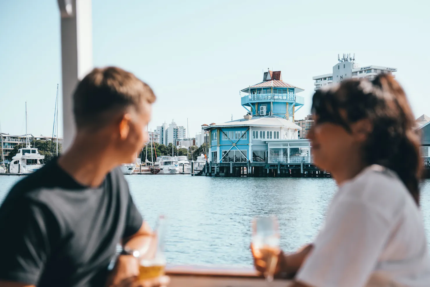 Enjoying a drink Onboard the Mooloolaba Canal Cruise