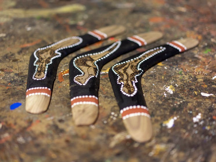 Beautifully crafted boomerangs at Sandhills Artefacts