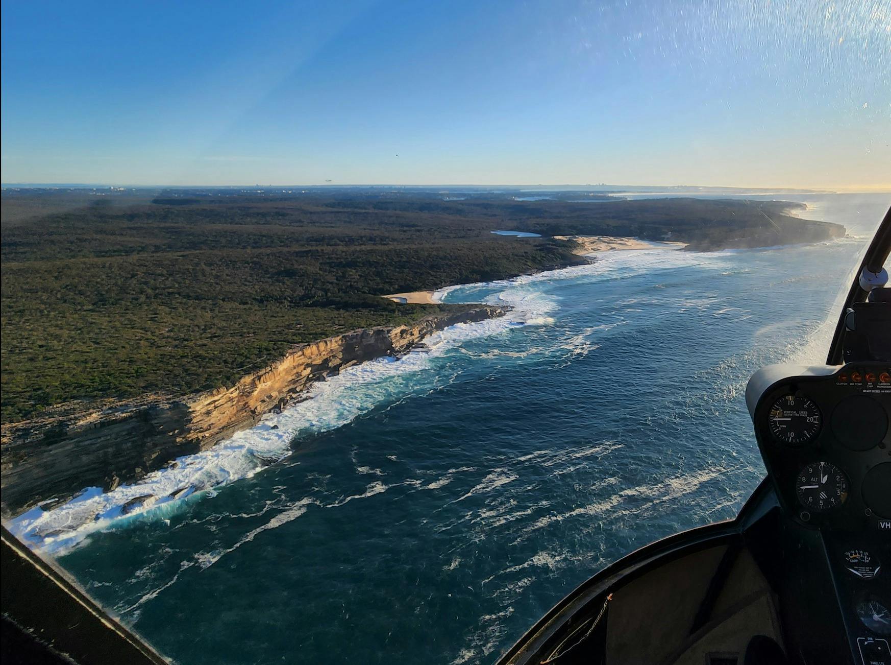 Photo from helicopter of southern Sydney shoreline