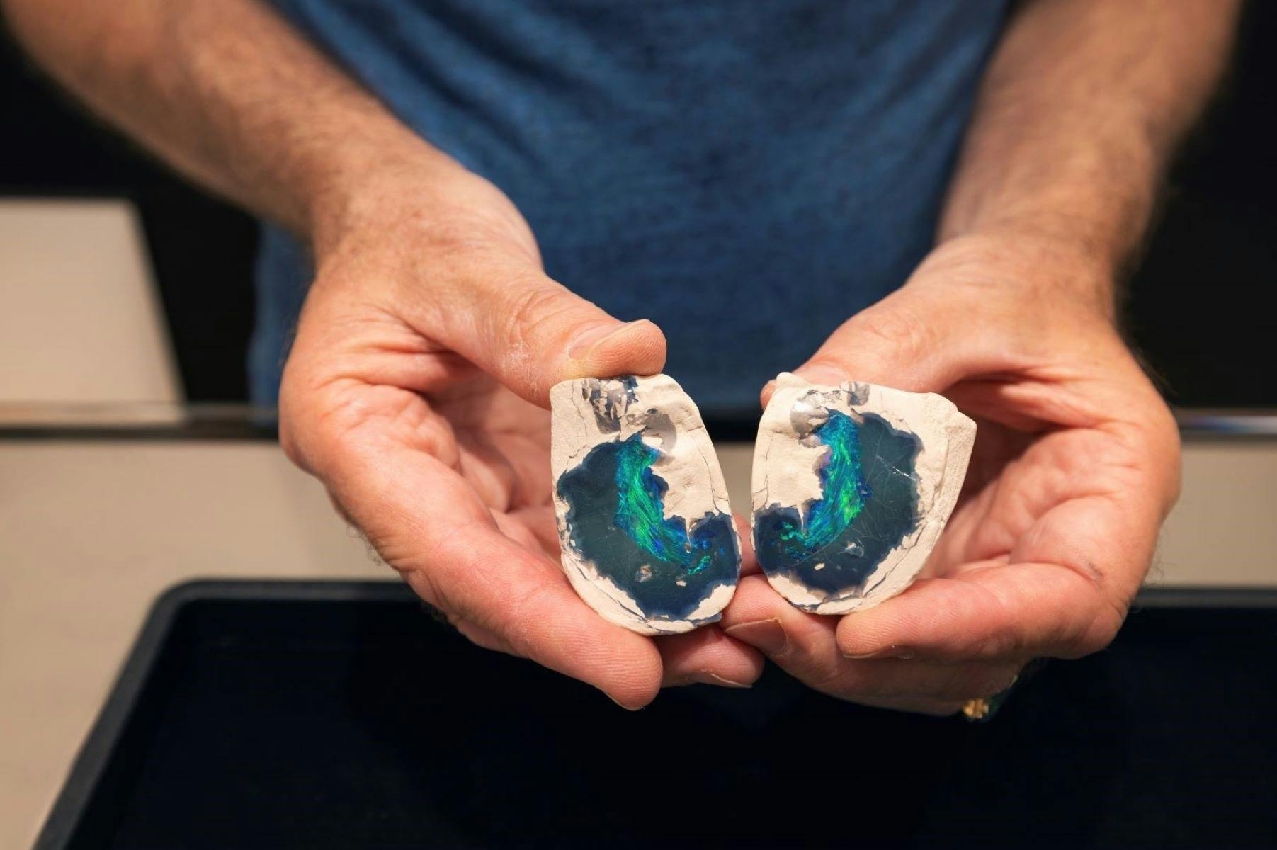 A blue and green opal