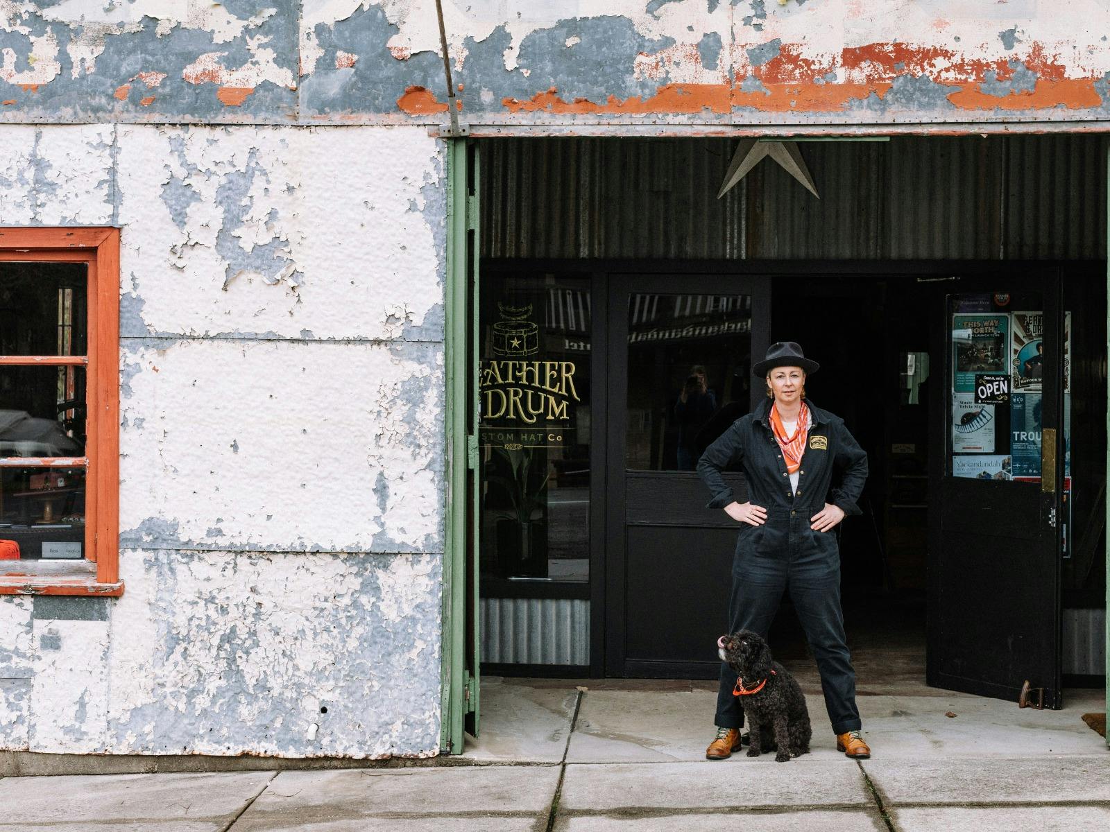 The hatter and her dog