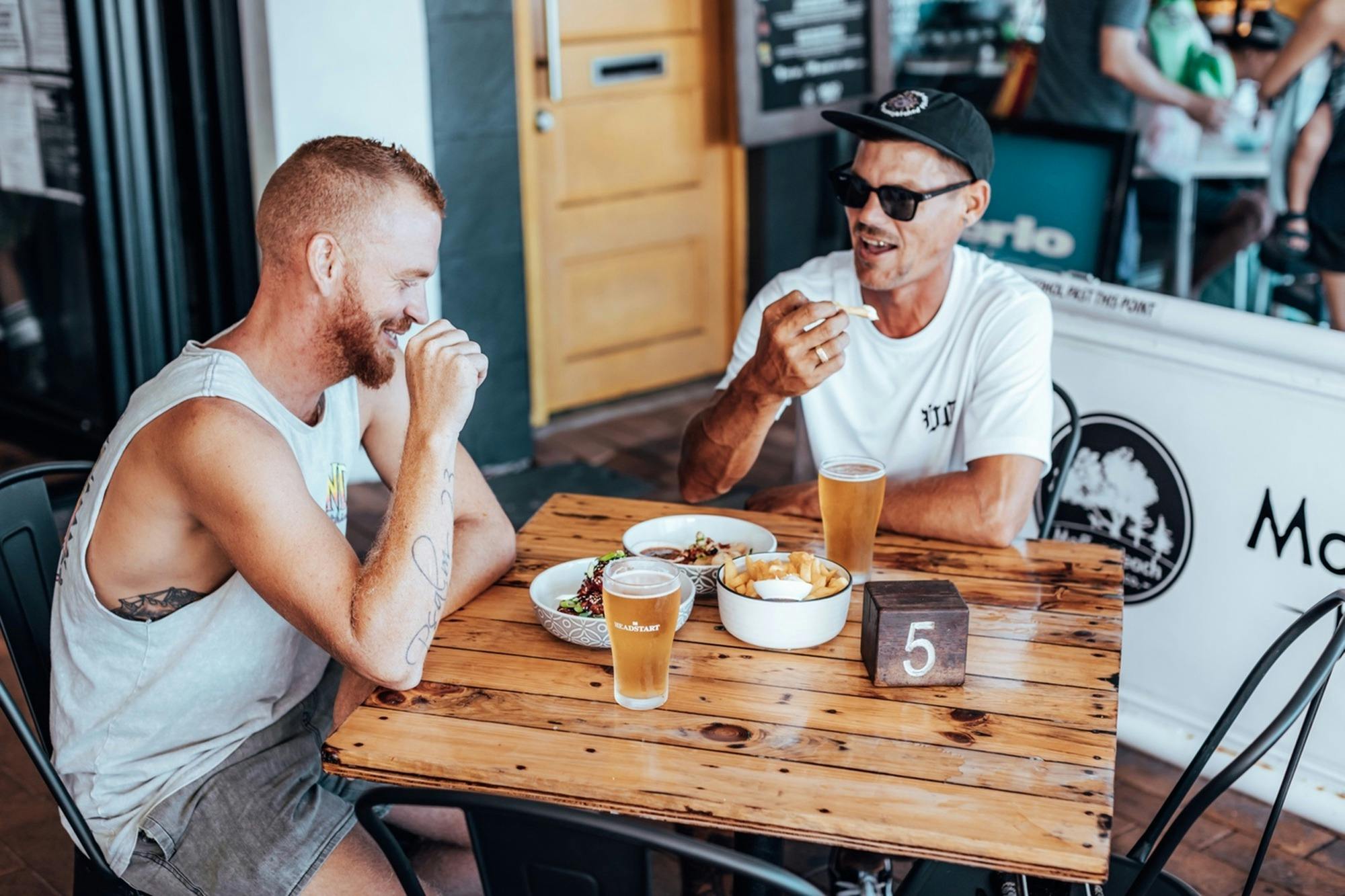 The perfect place to catch up with mates after a surf on Moffat Beach.