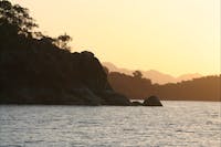 Hinchinbrook Island's coastline at sunset