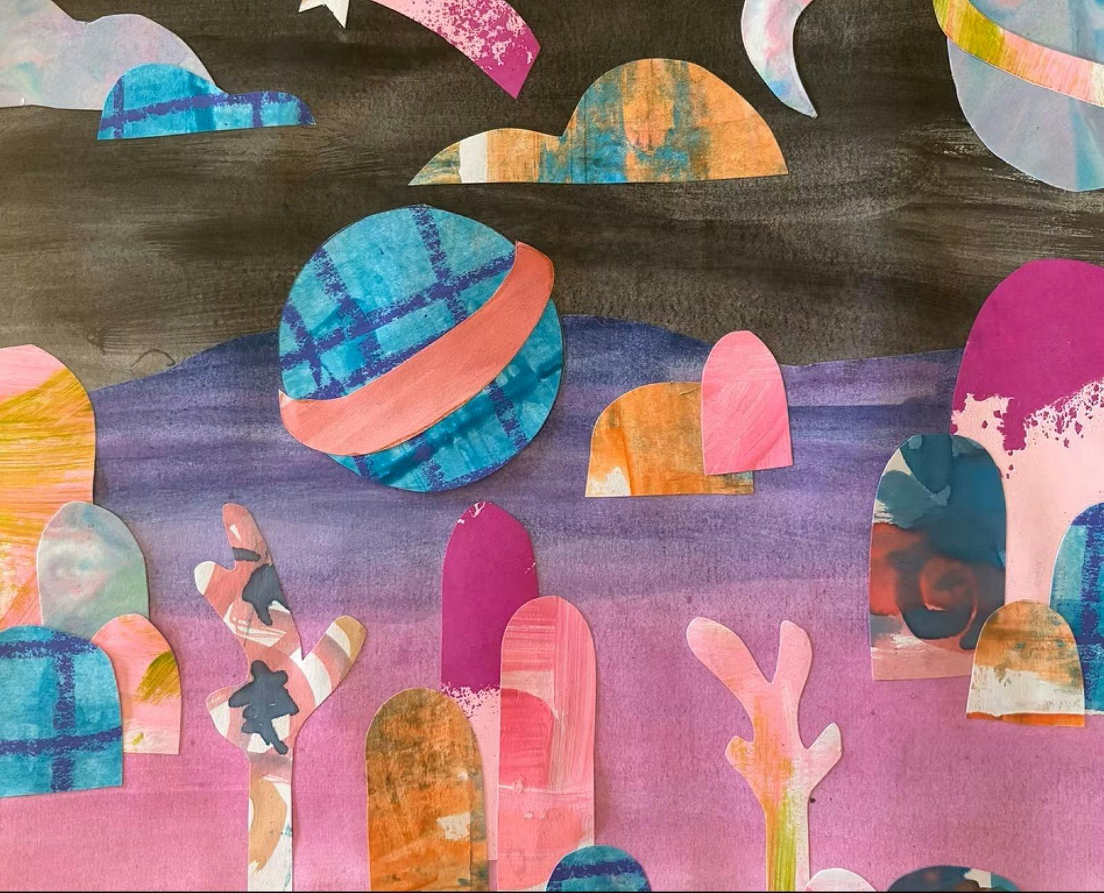 paper collage of planets
