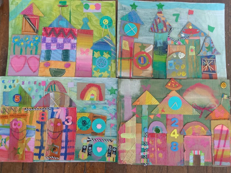 cardboard art painting and gluing