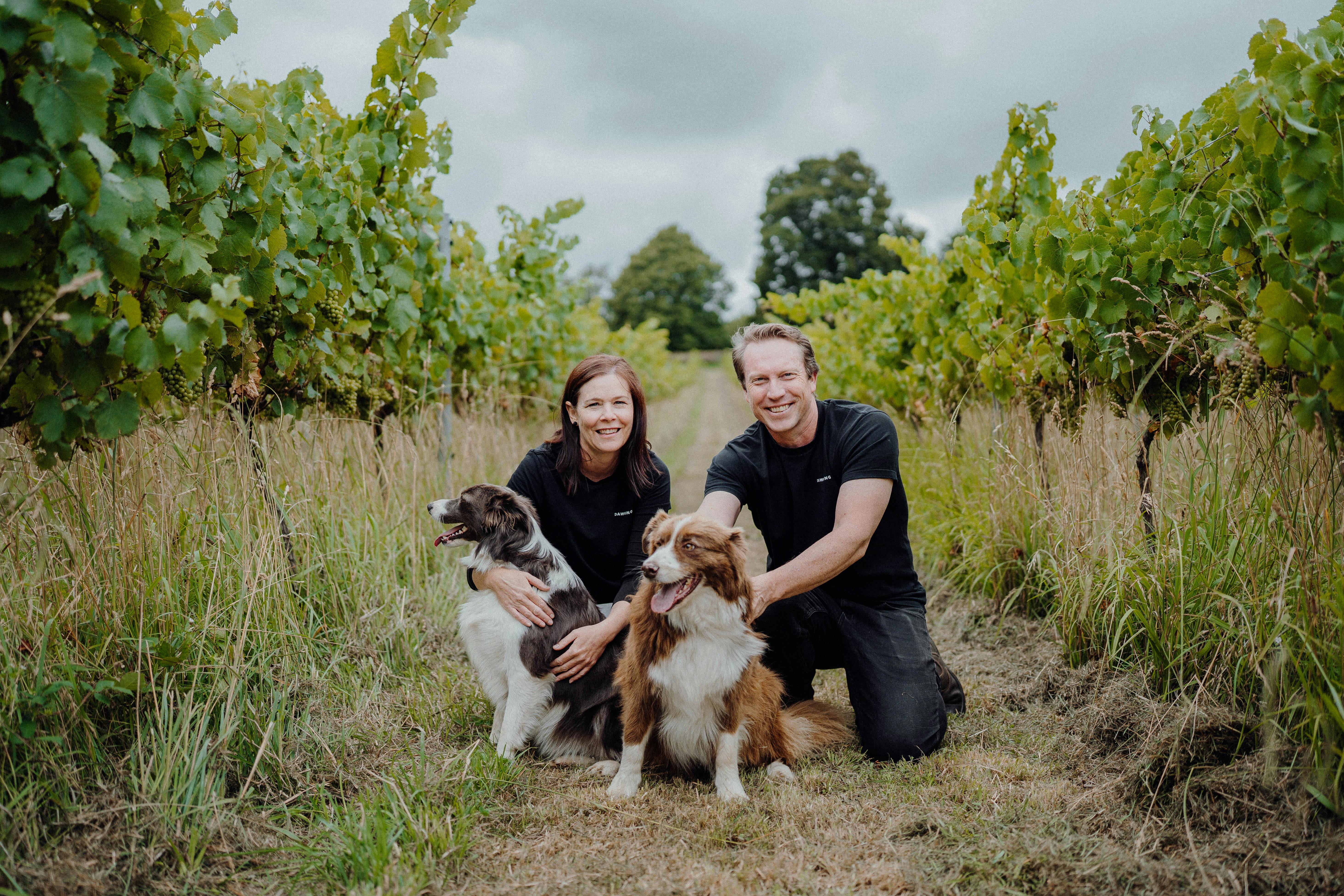 The Archer family in the vineyard at Dawning Day in Exeter Southern Highlands