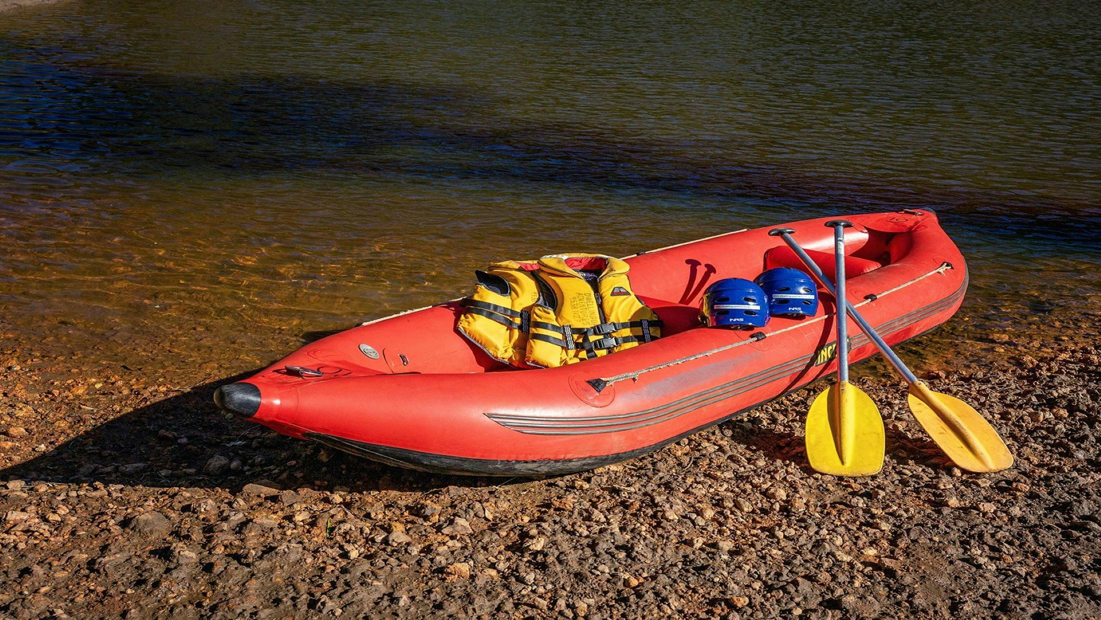 2 person Fast Water Raft with paddles, pfds and helmets