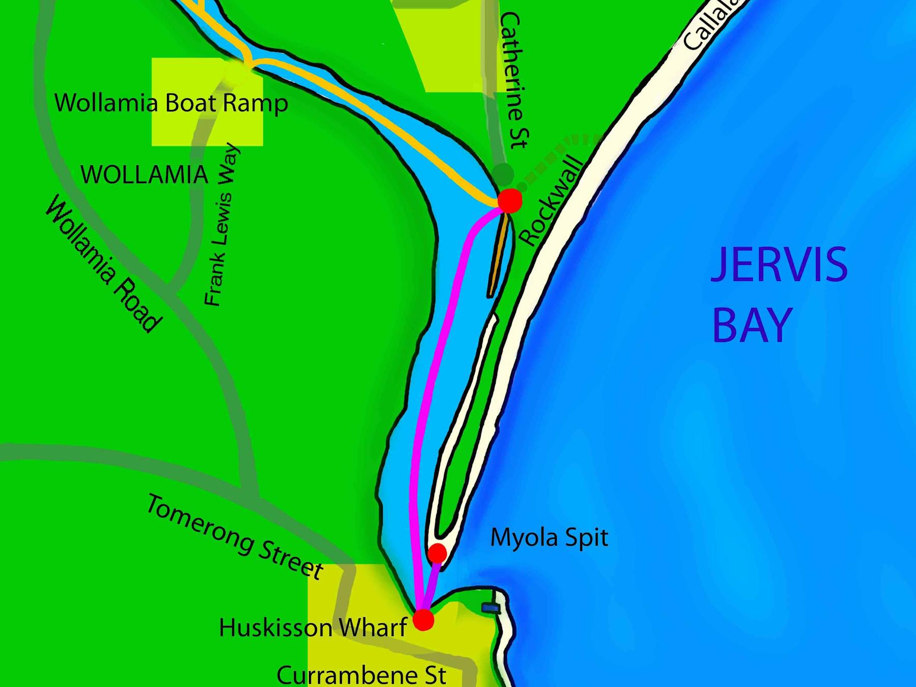 Ferry route map