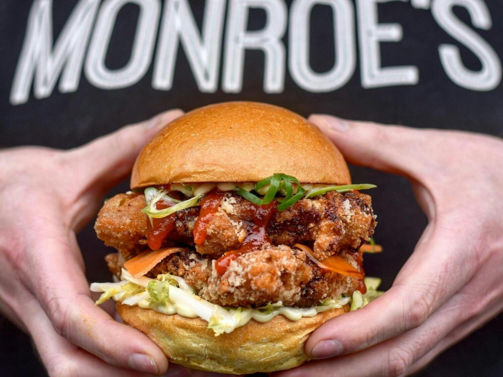 Monroe's burgers Healesville by helicopter