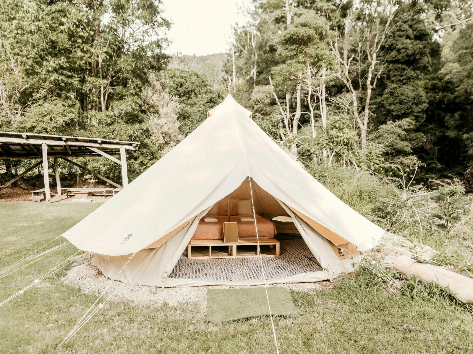 Bell tents sleep up to two persons & guests use the camp toilets & showers