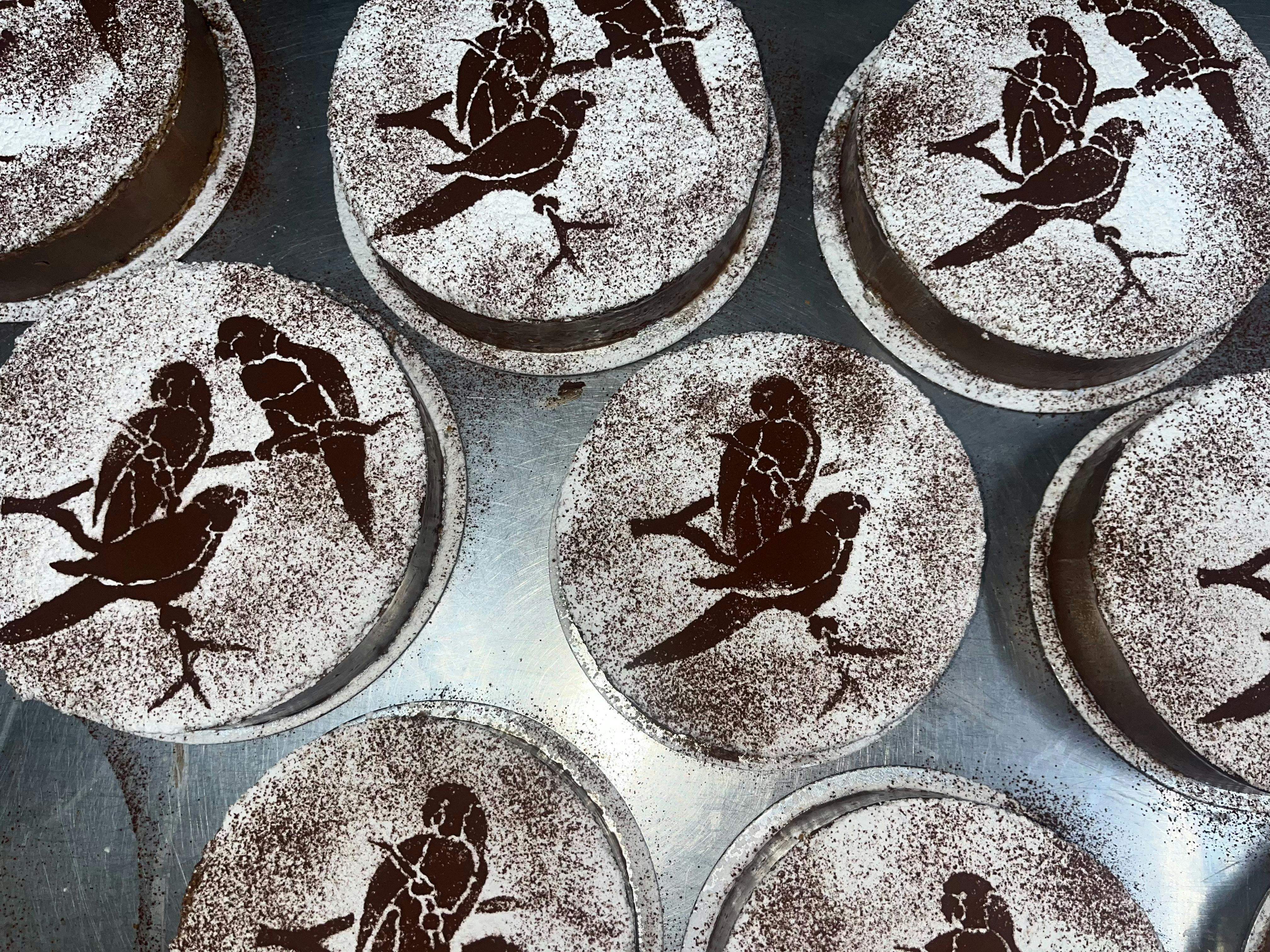 Aerial view of Japonaise cakes