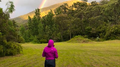 A rainbow over the campsite