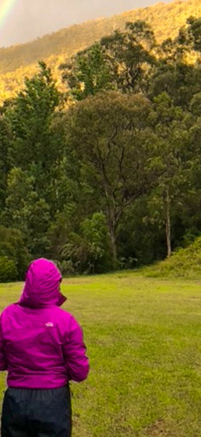 A rainbow over the campsite
