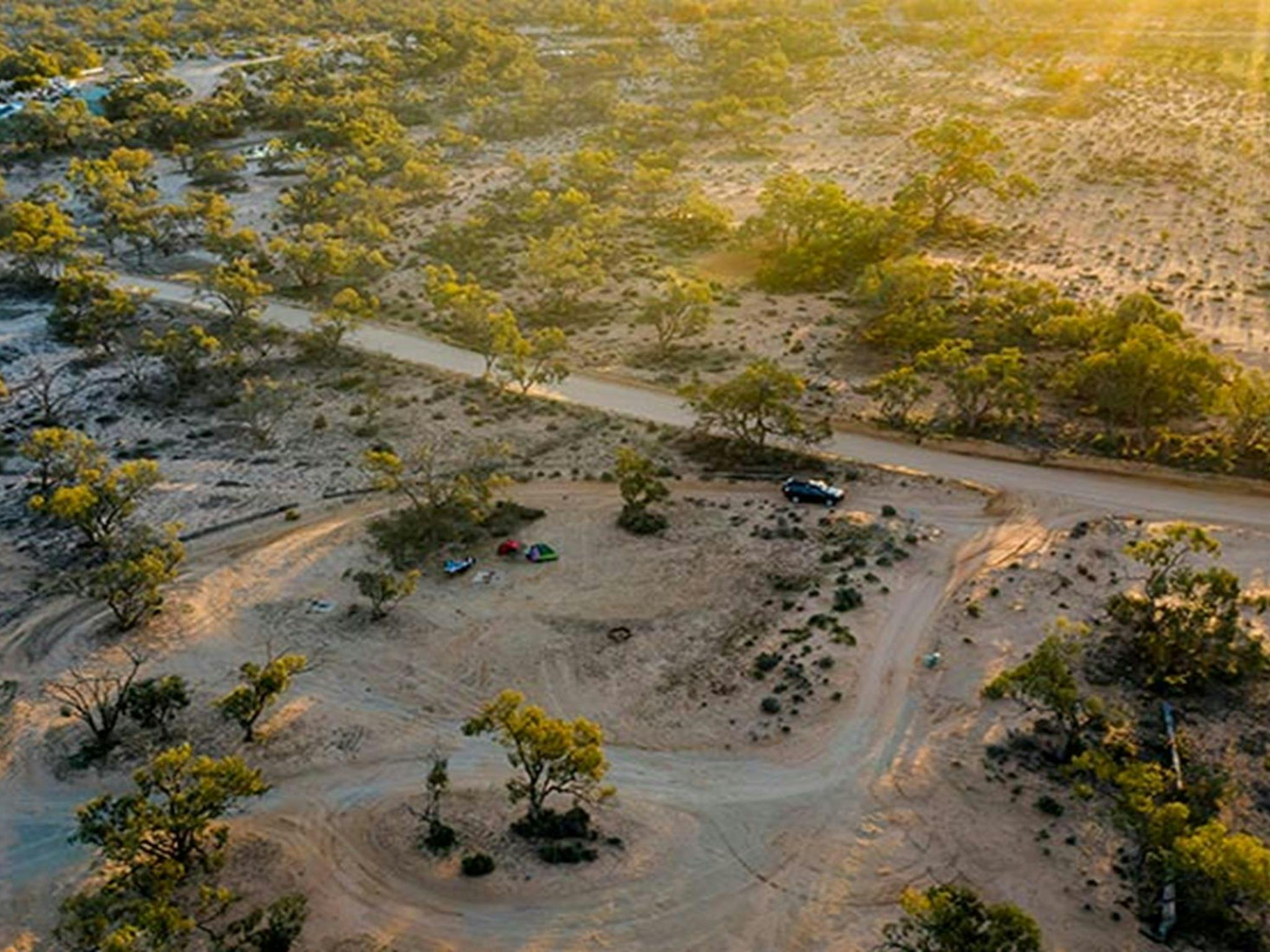 Aerial view of Emu Lake campground in Kinchega National Park. Photo: John Spencer/DPIE