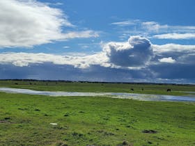 This is the view of the farm lands. The camp site is up higher than the water course.