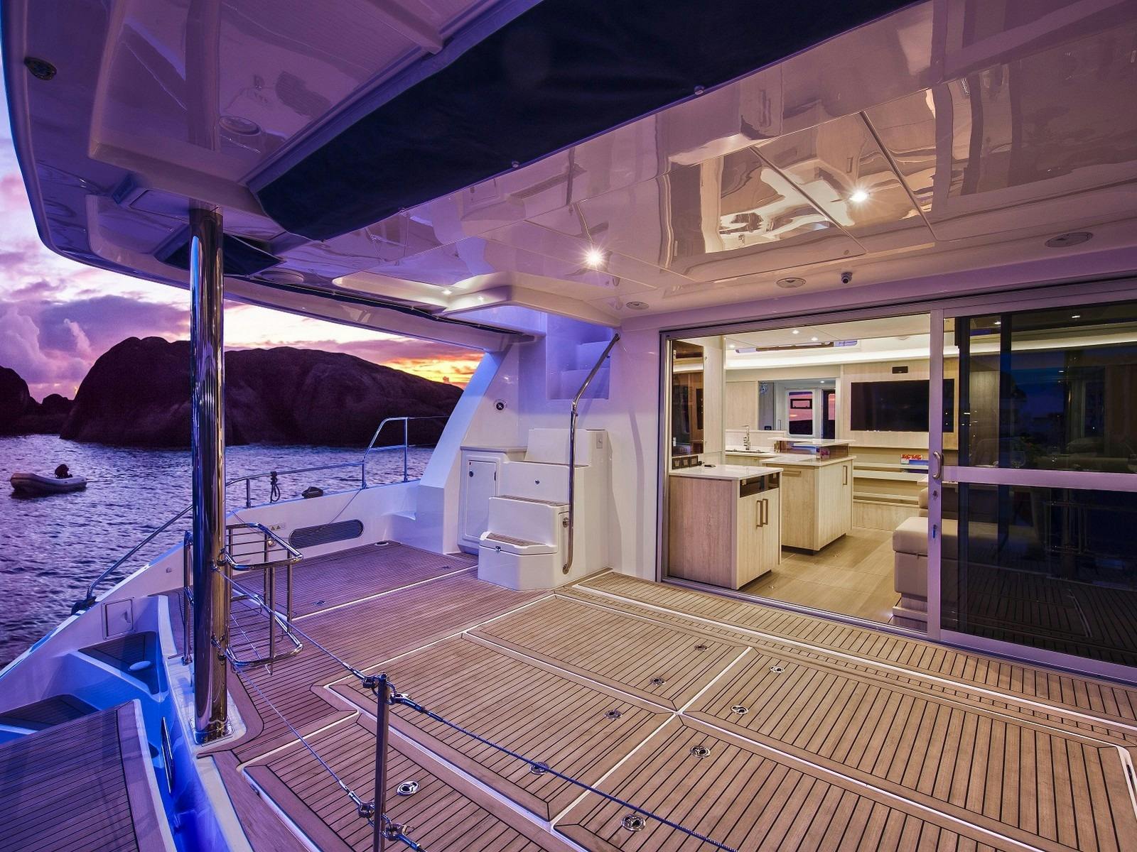 Leopard 58 - aft deck at sunset