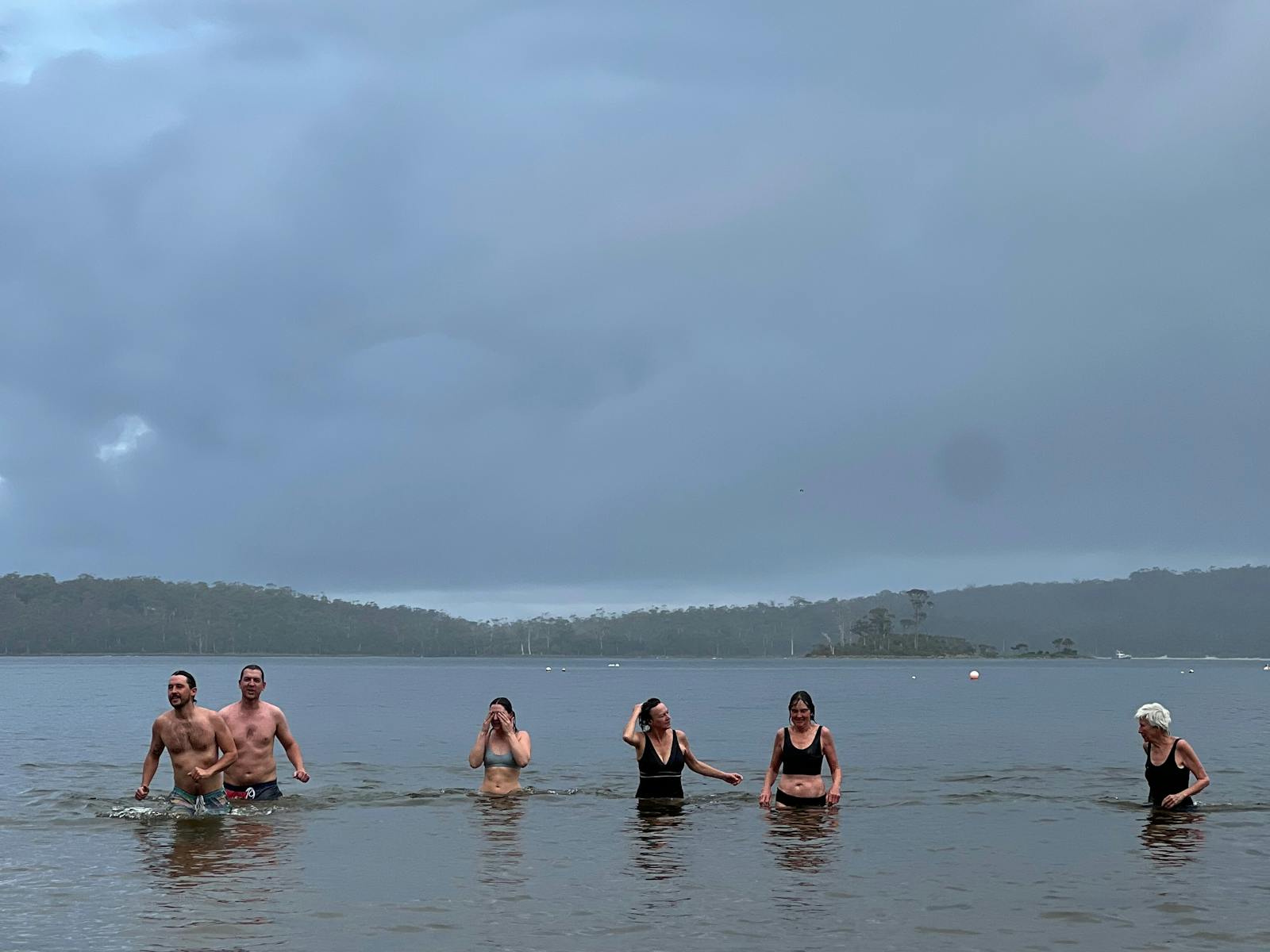 People enjoying a Cold dip after being in the sauna