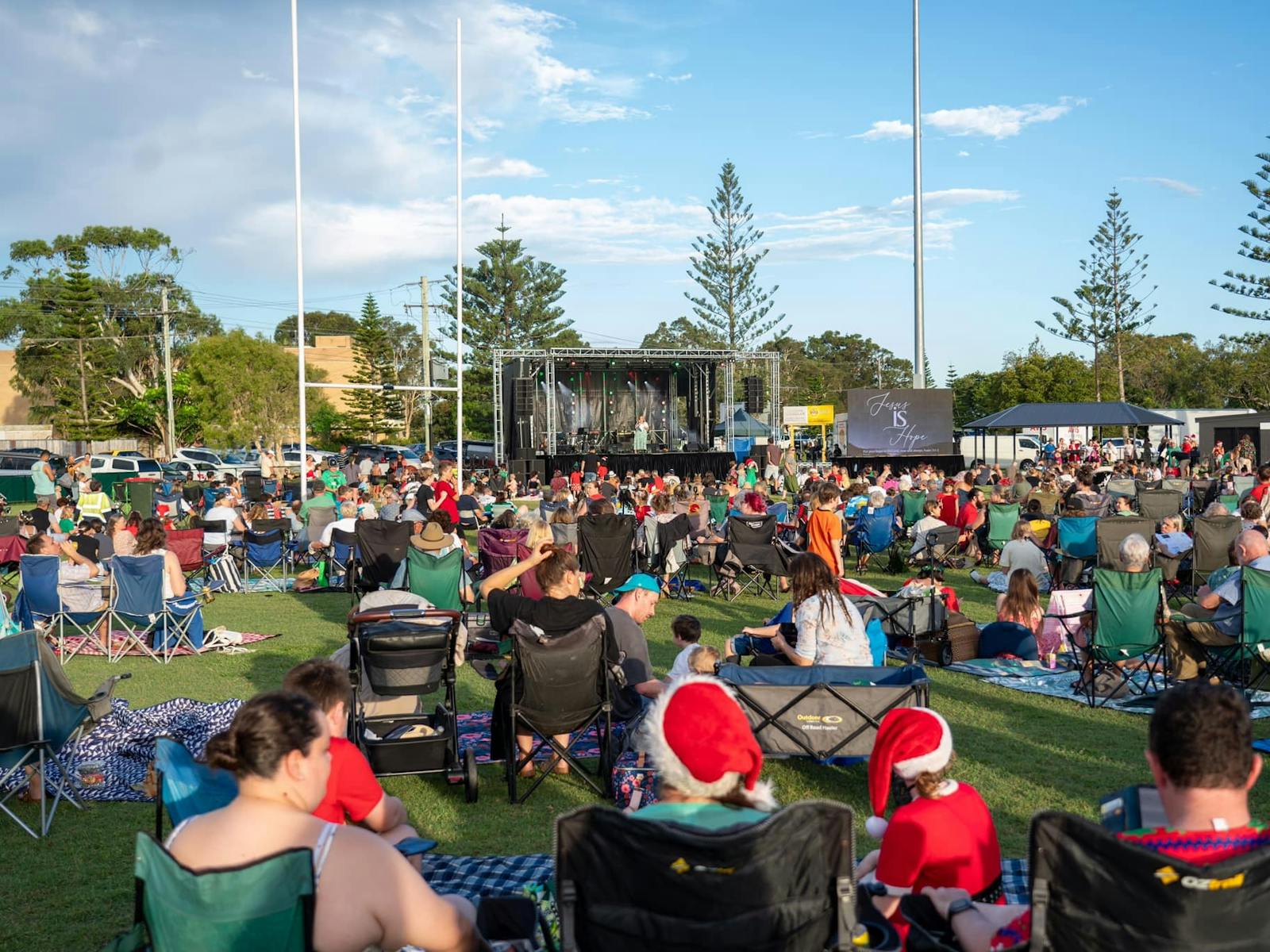 Families celebrating carols