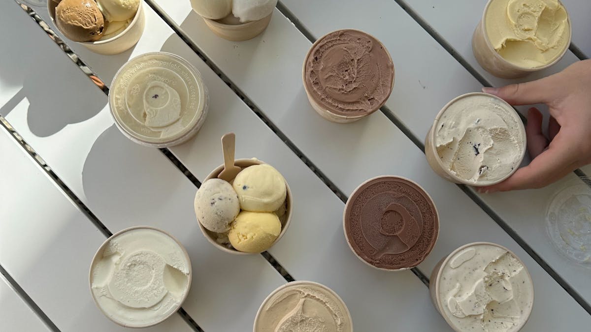 A table with assorted ice cream option at Daintree Ice Cream Company  in Tropical North Queensland
