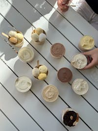 A table with assorted ice cream option at Daintree Ice Cream Company in Tropical North Queensland