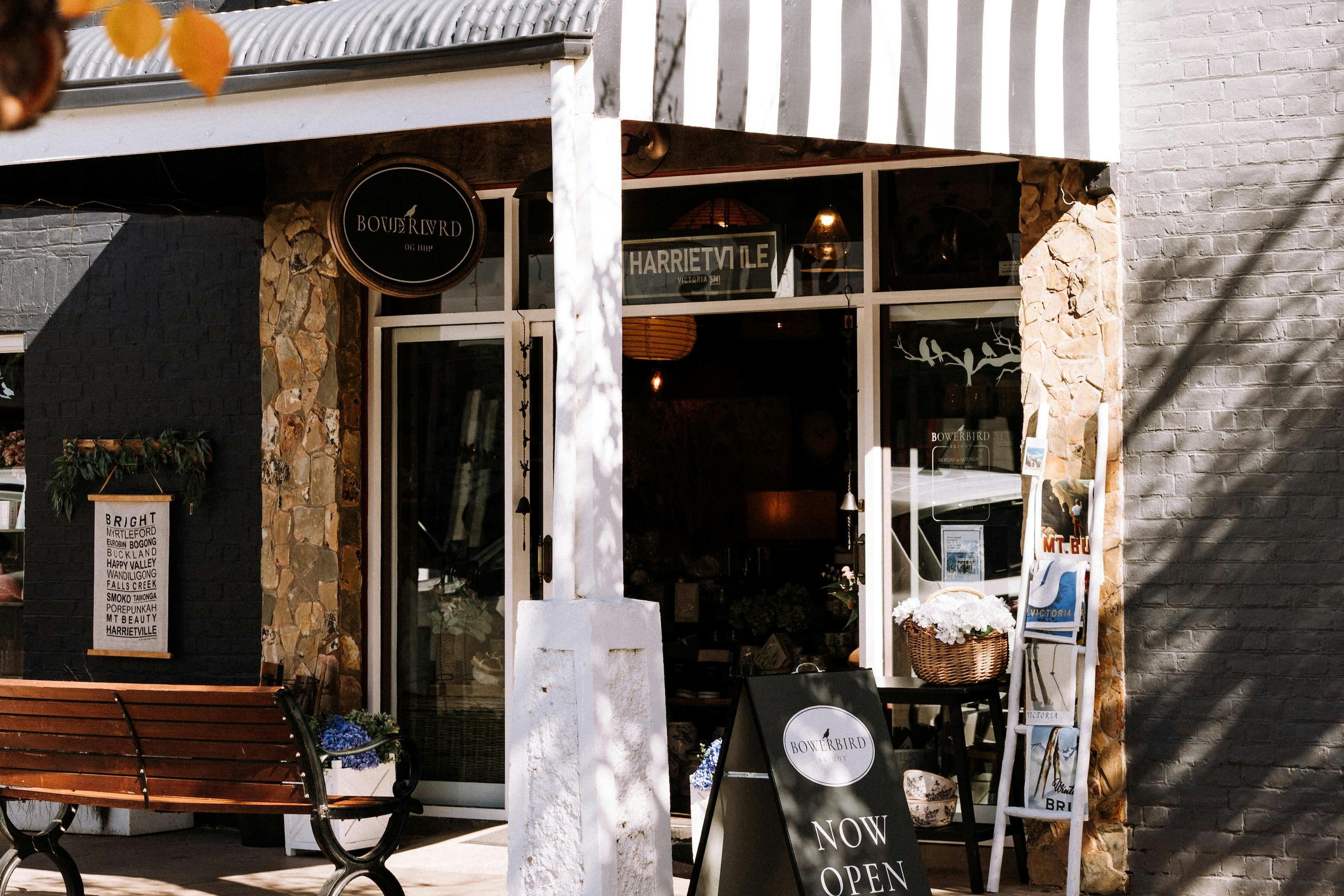 Bowerbird Bright is located in Barnard Street, one of Bright's most delightful shopping precincts.