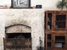 Open fireplace in Flinders Ranges bed and breakfast cottage