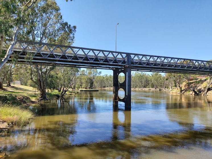 An old iron bridge spanning the Murray