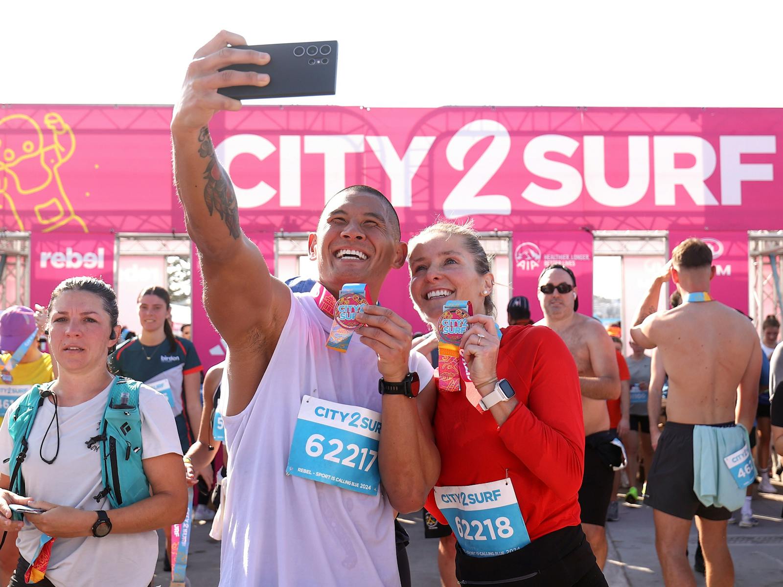 Athletes at the finish line