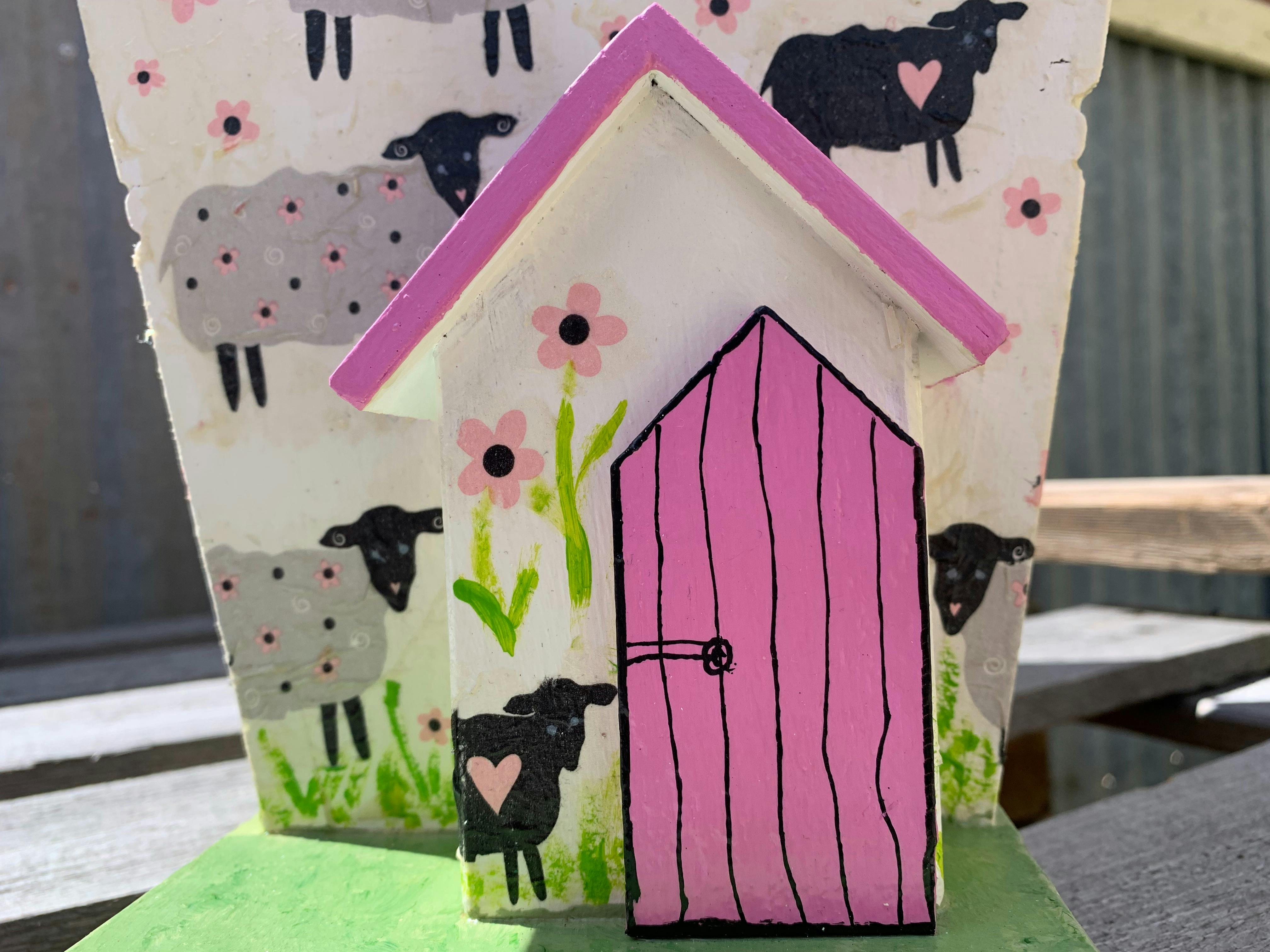 Cute Pink Sheep Birdhouse