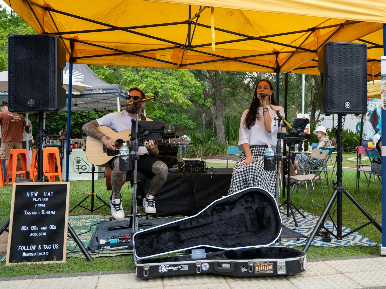 Musicians busking at the event.
