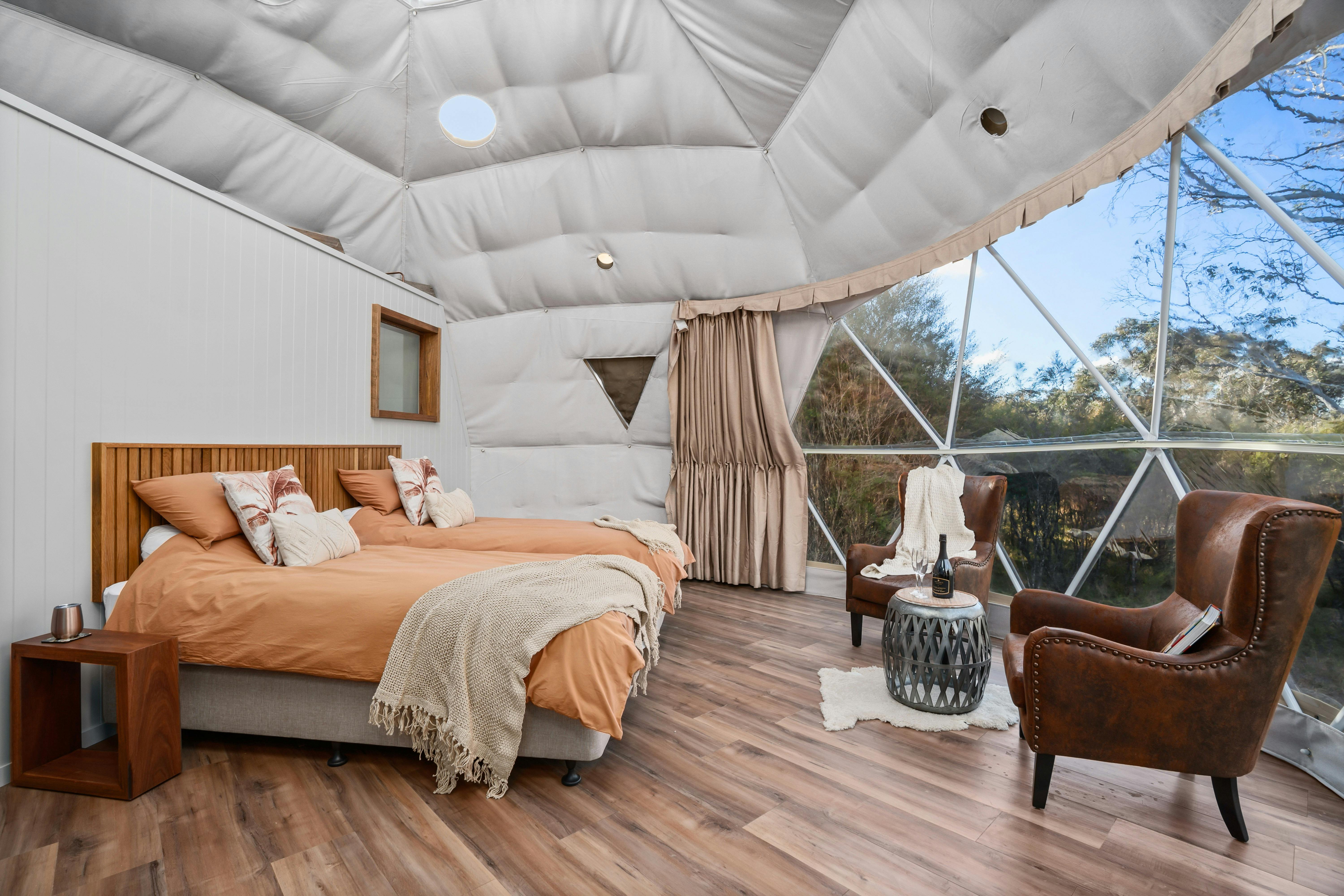 Wombat Hollow Dome set up for twin bed option