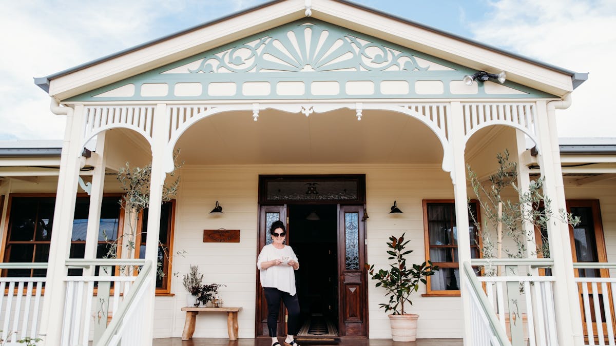 Paula at front door
