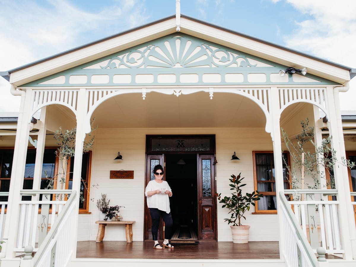 Paula at front door