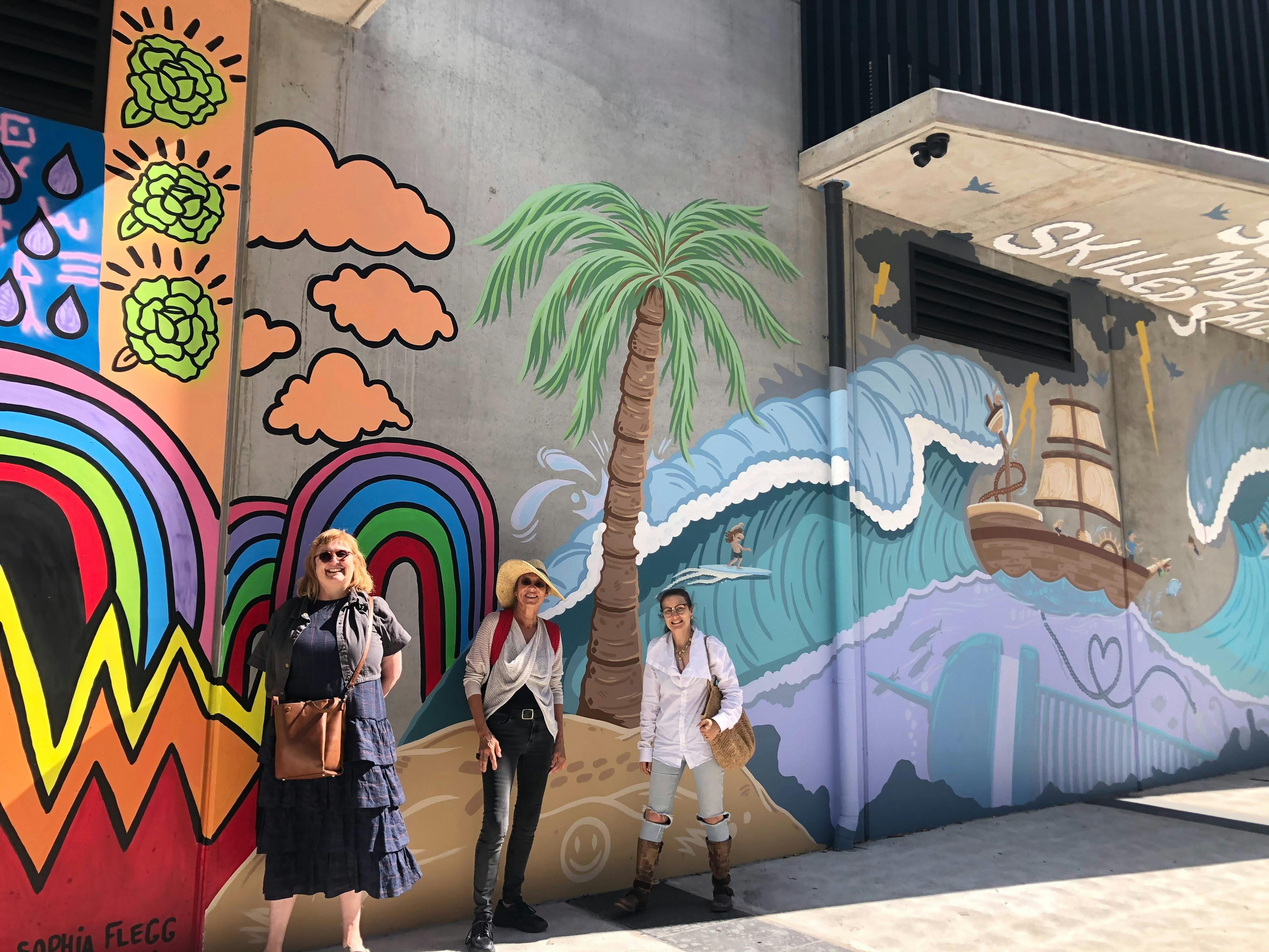 Newcastle Afoot walking tour at artwork by Sophia Flegg and Mitch Revs at the Big Picture Fest