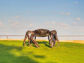 Crab Riders is 245kg crab sculpture, by Gillie and Marc, representative of the artists’ exploration