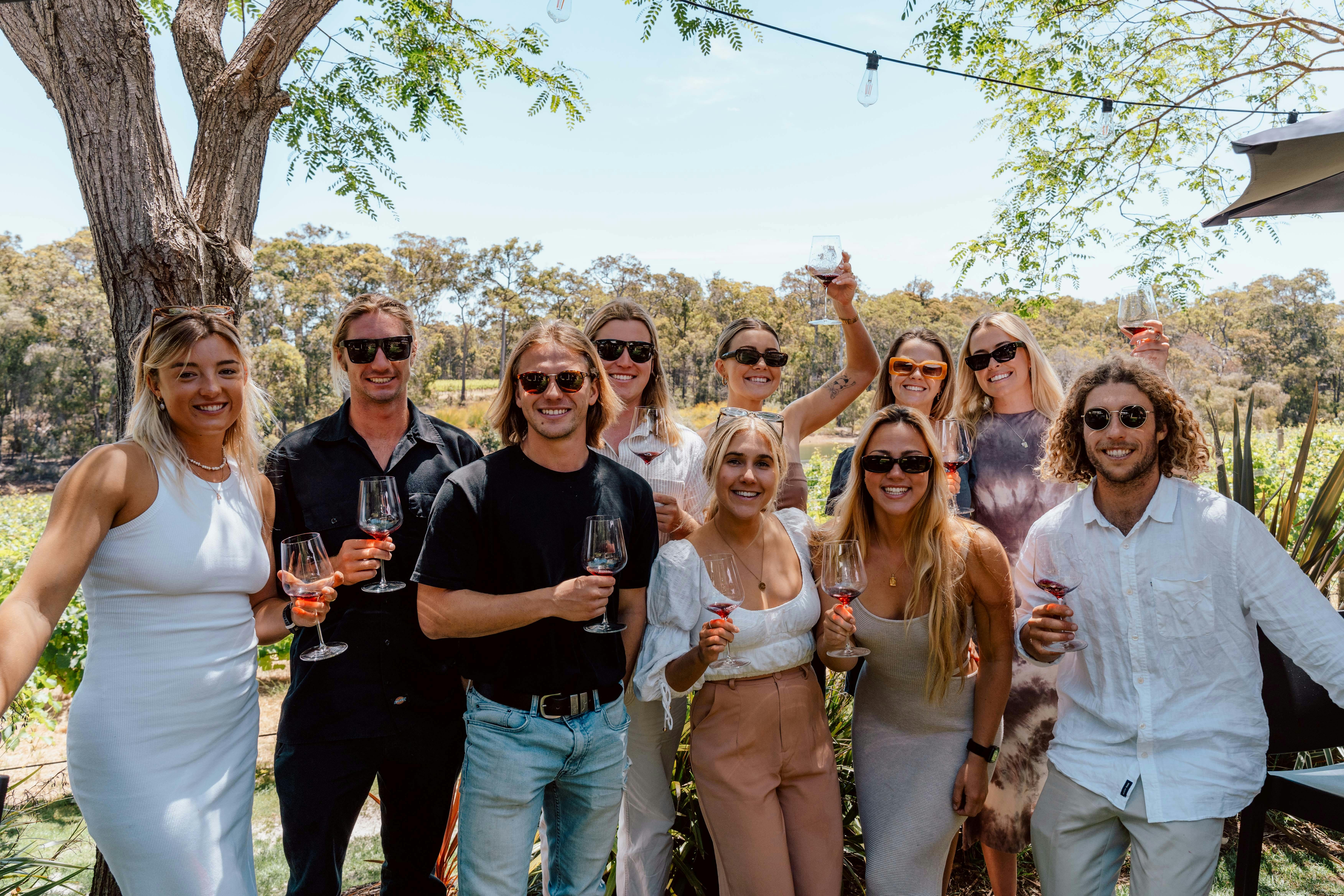 A wine tour group.