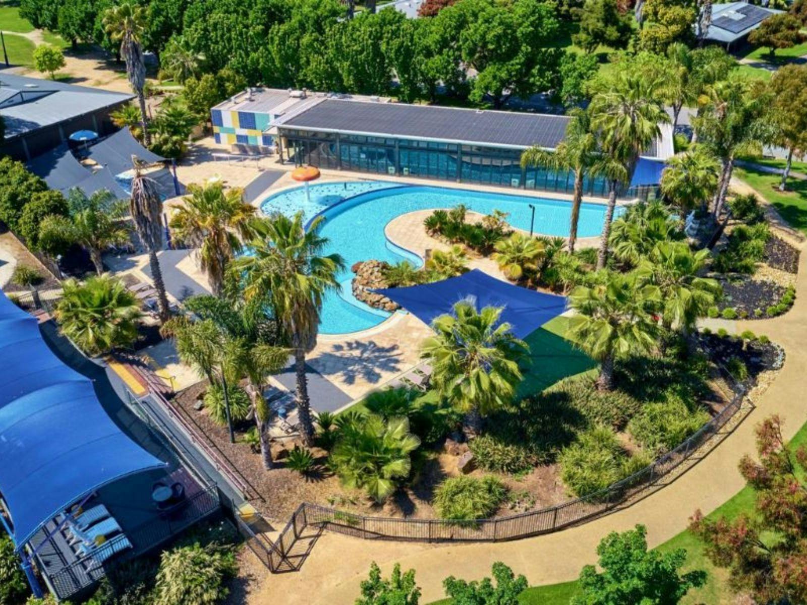 Bird's eye view of pool and surrounds