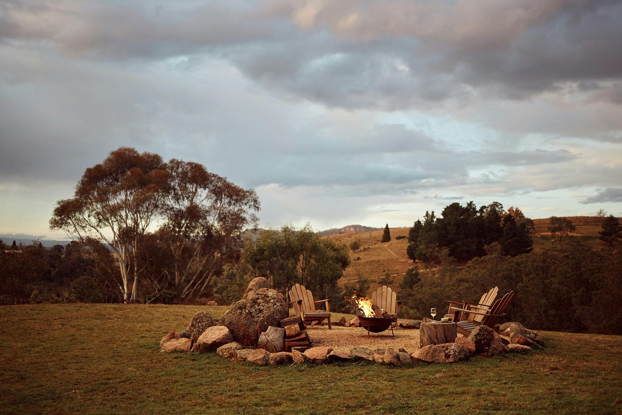 Fire pit at The Lodge
