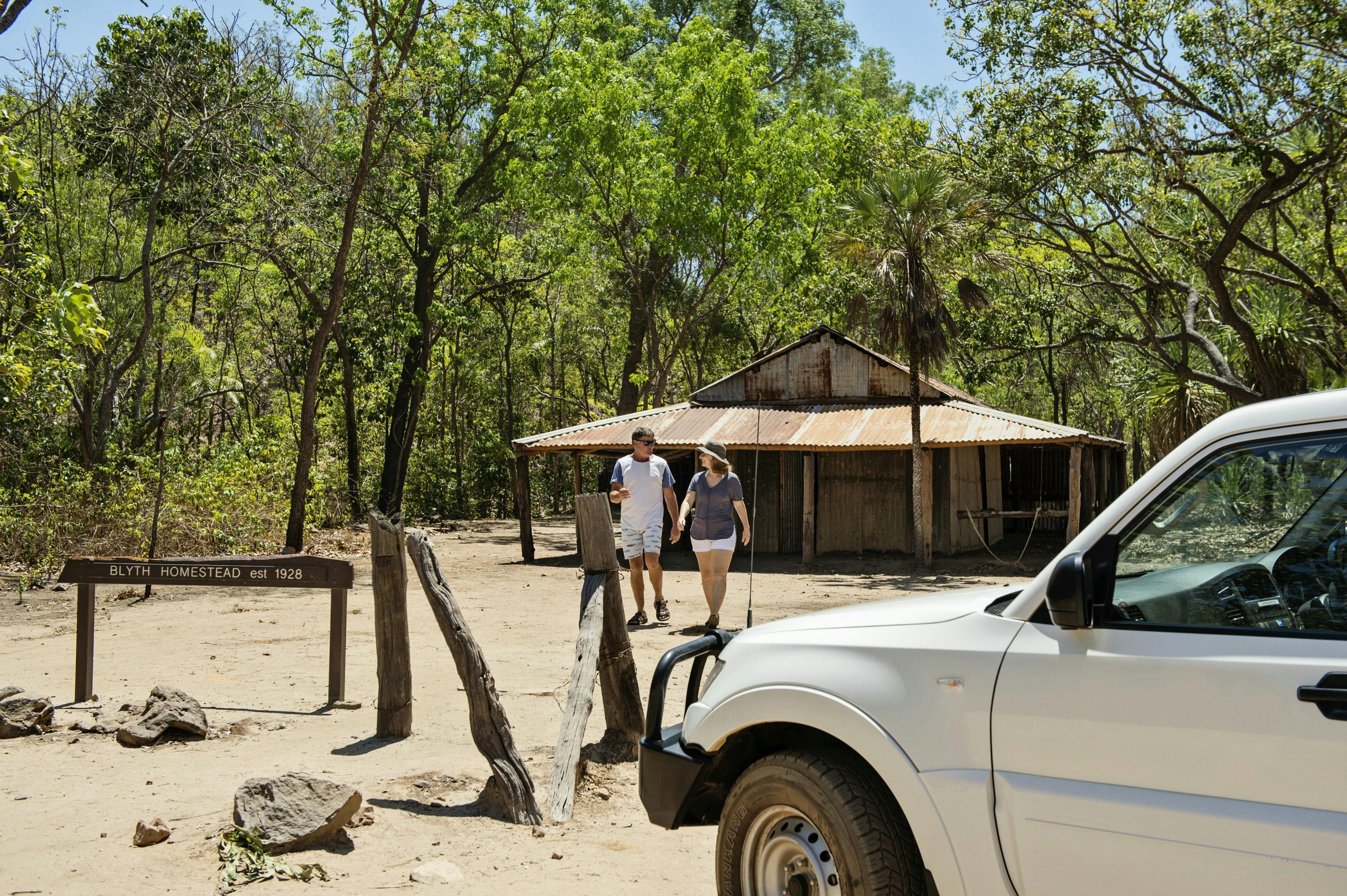 Visitors walking around Blyth Homestead.