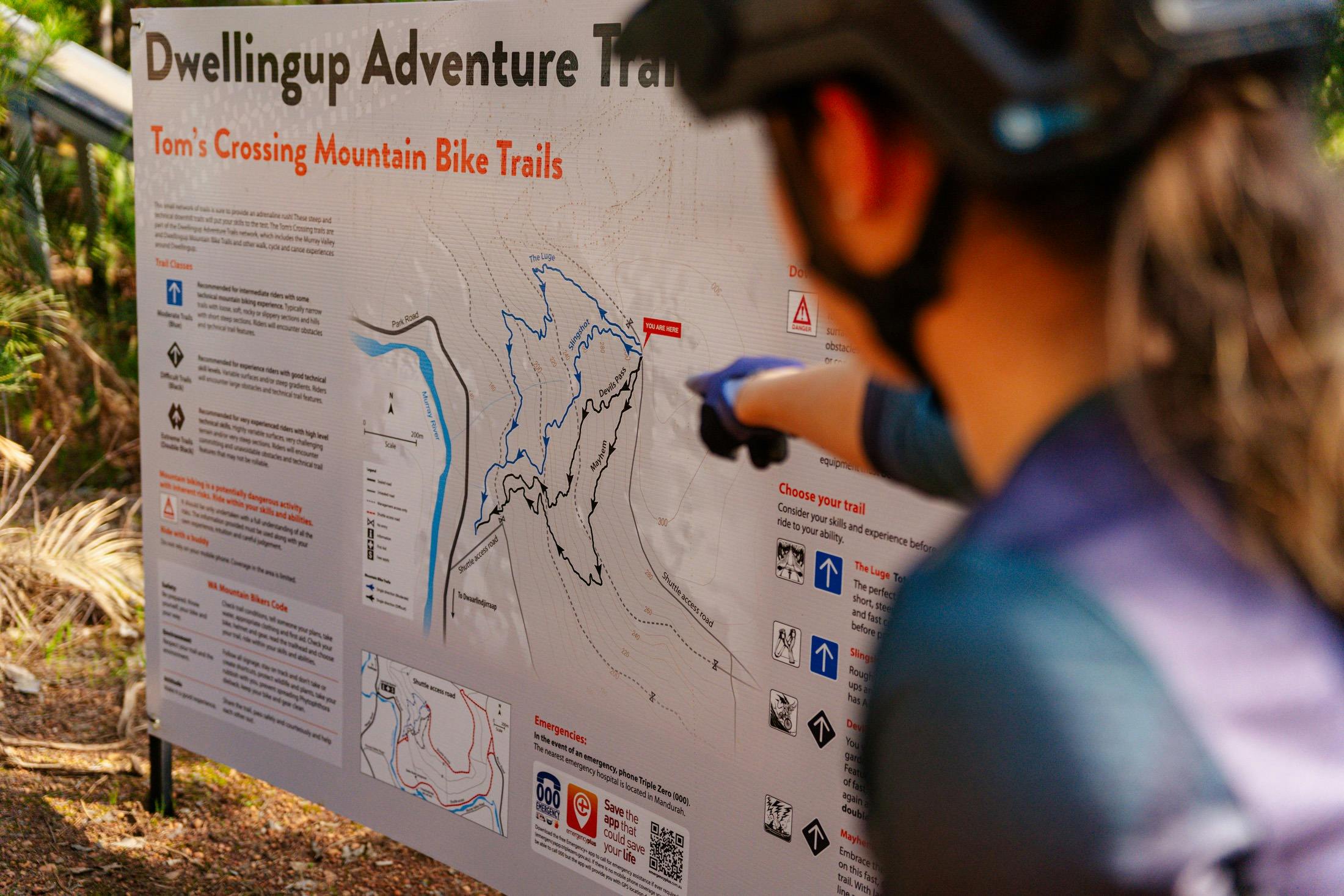 Toms Crossing Mountain Bike Trails trailhead in Dwellingup, Western Australia