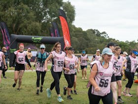 women running at the start of the women only adventure race