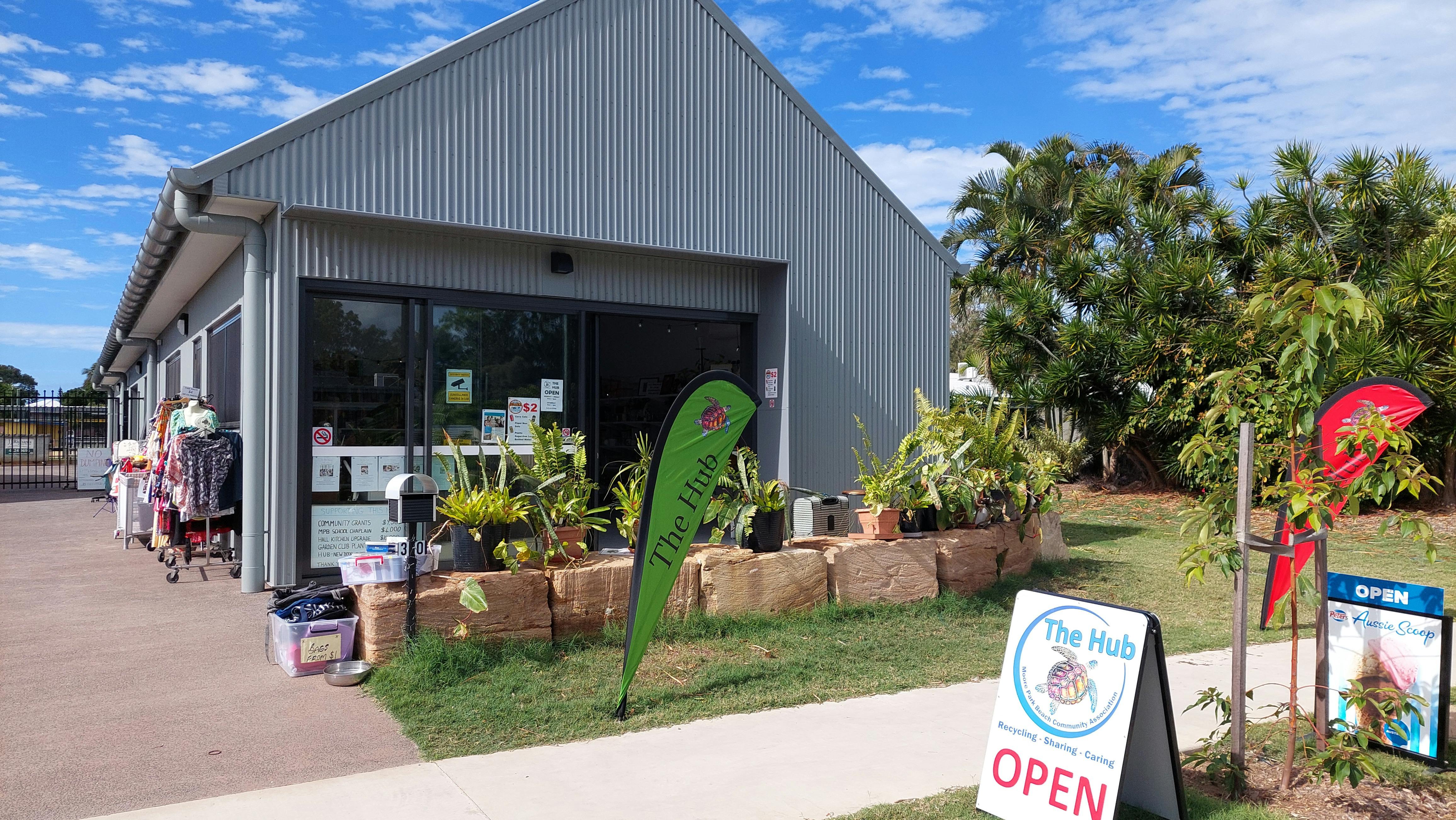The Hub offers quality recycled clothing and goods, cold drinks and a friendly welcome to visitors