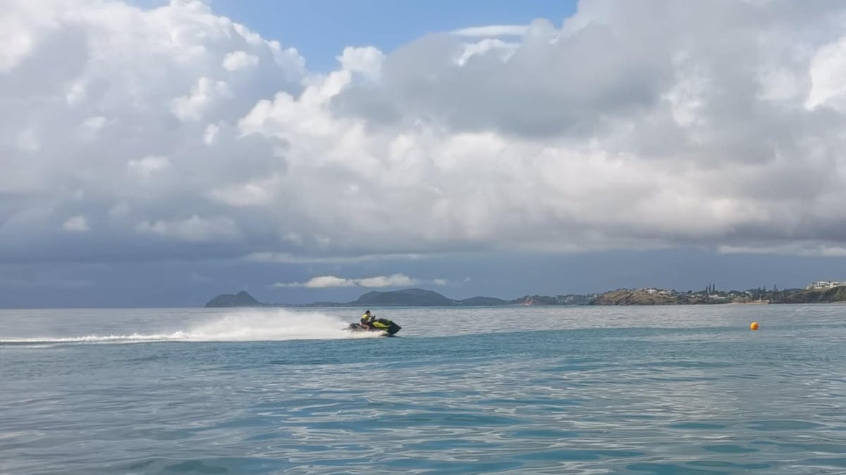 Jetski riding across the waves off Yeppoon